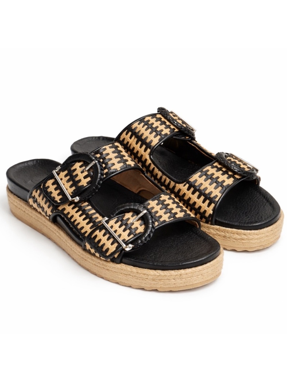 NWT Brioso Raffia Buckle Slide Sandals Platform Espadrille Sz 9 no original box